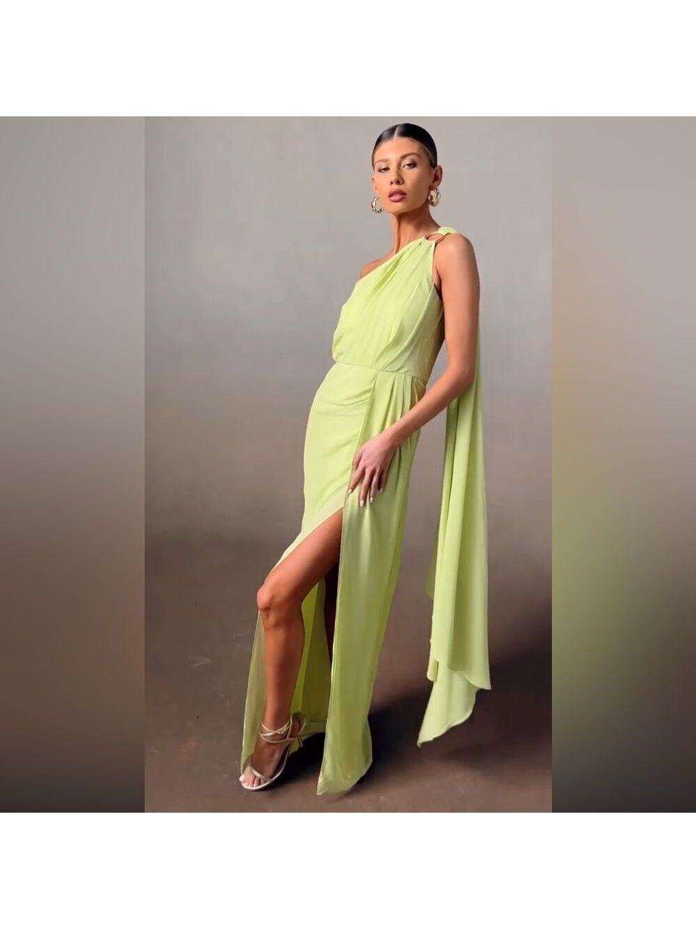 NEW Michael Costello x Revolve Robert Gown Citron Green Small